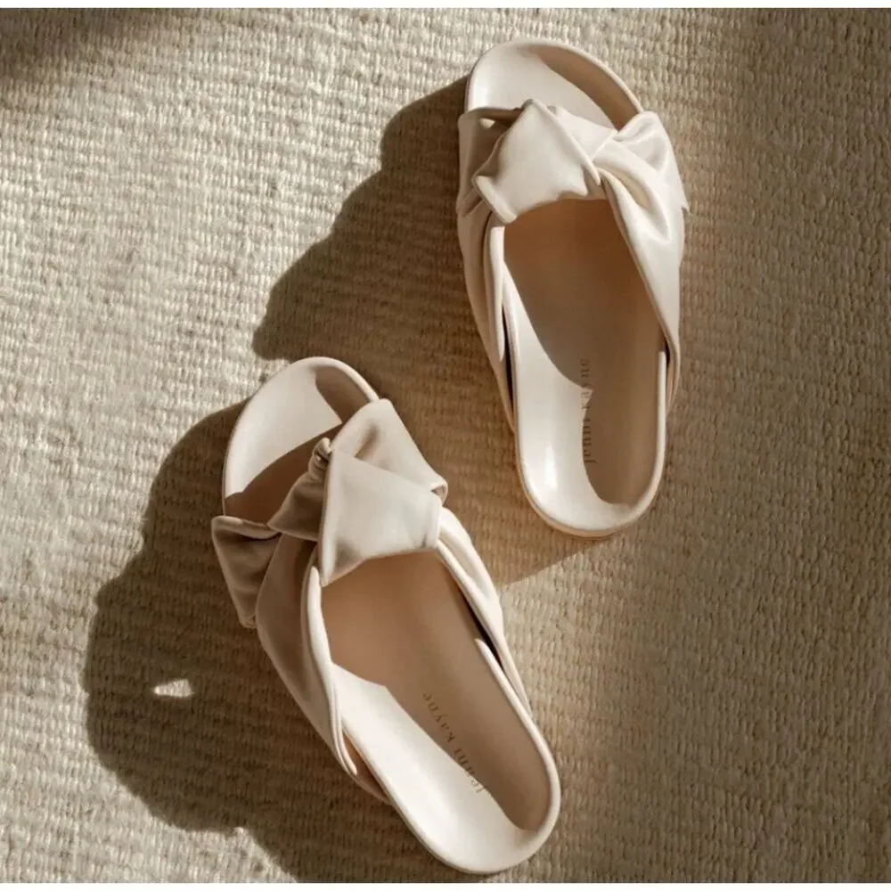 Jenni Kayne Leather Knot Sandal Cream Quite Luxury Size 39 9 Resort Beach - Picture 2 of 8